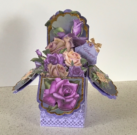 3D POP UP BOX CARD FOR HER - ROSES AND LACE by Helen Howell