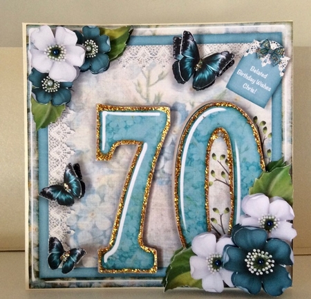 Vintage Birthday 70th Card Topper Kit 1190 by Helen Howell