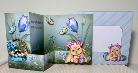 Easter Basket and Bunny Z Fold Card  by Helen Howell