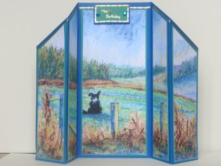 View of Dreams Border Collie Dog in Landscape Theatre Fold by Helen Jennings