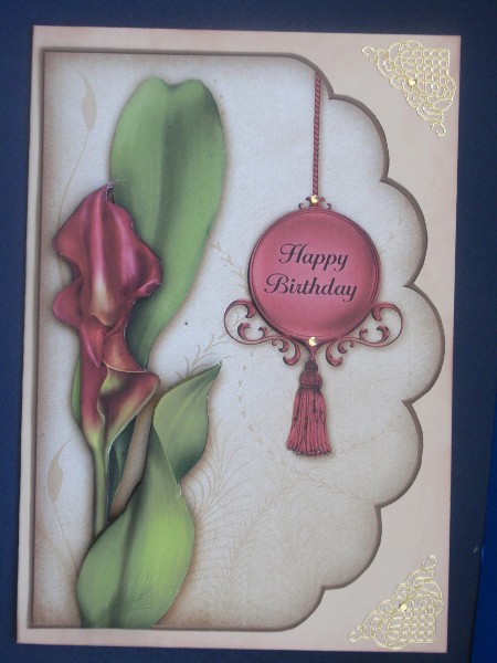 Romantic Red Calla Lily - Scalloped Edge Card by Helen Jennings