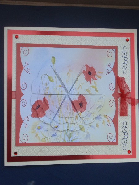 Flower Style Pyramid Card Front Field of Poppies by Helen Jennings