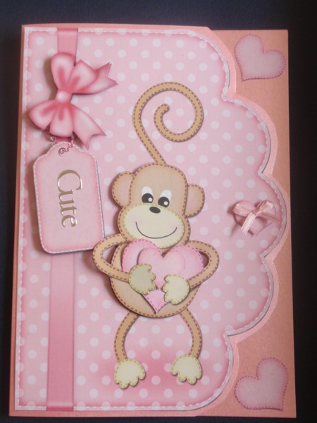 A5 Chunky Monkey Felties Scalloped Edge N 3D Decoupage by Helen Jennings