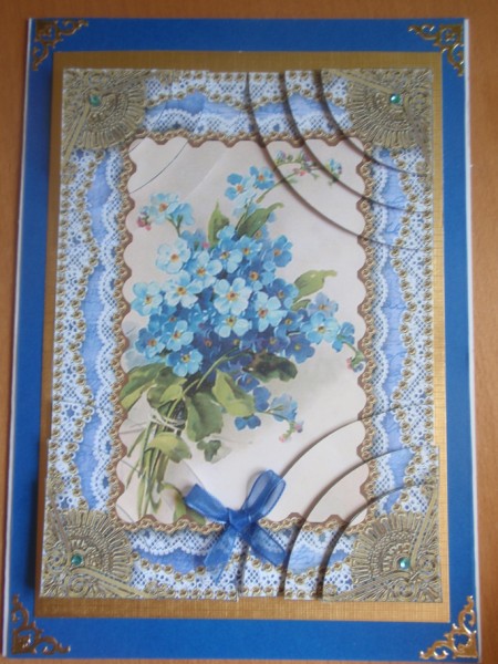 Forget-me-knots Lace 7x5in 4 Corner Stacker by Helen Jennings