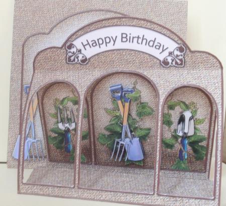 3D Gardening Window Card Kit with Decoupage N Envelope by Helen Jennings