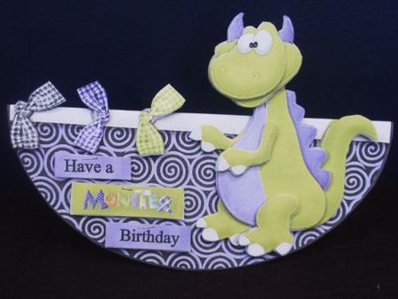 Have a Monster Birthday No Hole Over the Edge Wobble Card by Helen Jennings