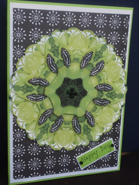 Butterfly Dance on Green Leaves Mandala Decoupage Sheet by Helen Jennings