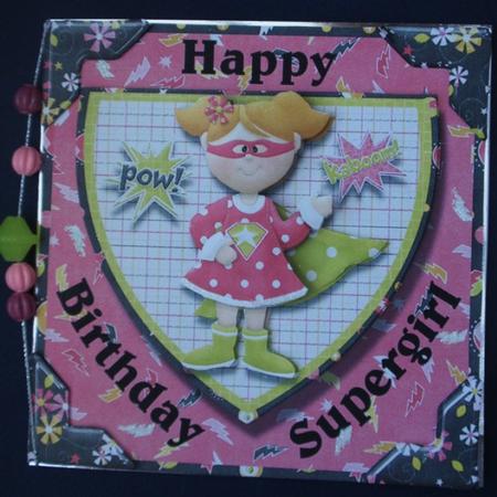 Happy Birthday Supergirl Square Quick Card Front by Helen Jennings