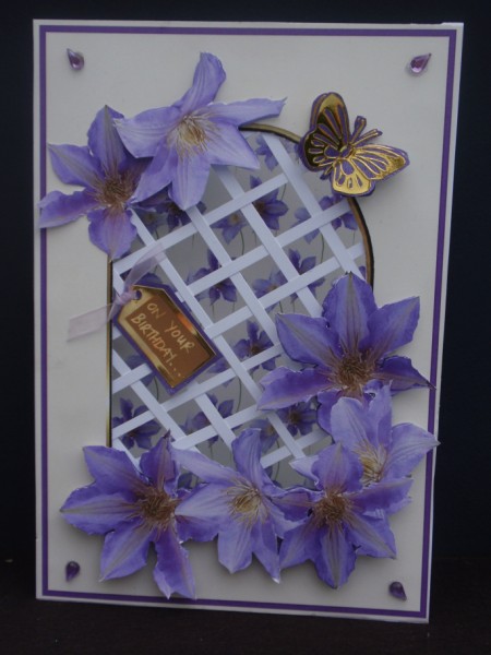 Purple Clematis - Trellis Card Kit by Helen Jennings