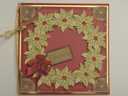 Red Gold Poinsettias Decoupage 3D Ring Sheet by Helen Jennings