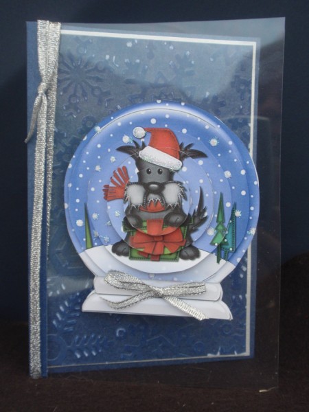 3D Xmas Hamish Scottie Dog Snow Globe Shaped Tree Decoration by Helen Jennings