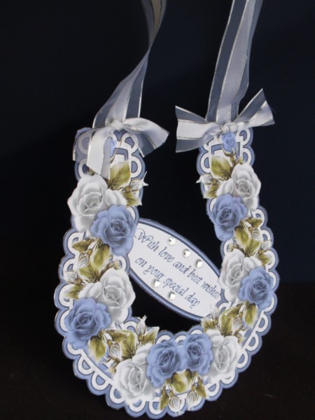 Blue and White Roses Keepsake Horseshoe or Toppers by Helen Jennings