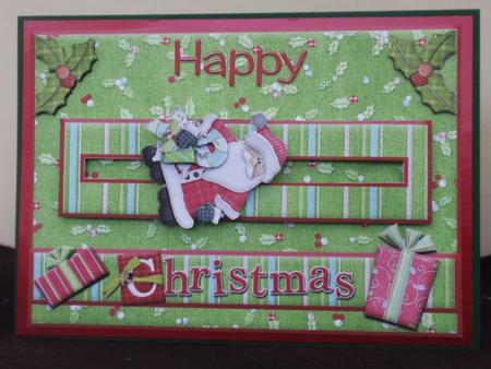 Happy Christmas Santa Penny Slider Card Front by Helen Jennings