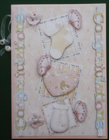 3 Cube Baby Girl with Congratulations Border by Helen Jennings