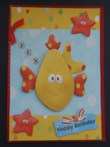 Happy Yellow & Red Fish by Helen Jennings
