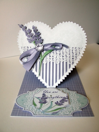 Lavender and Lace Heart Shaped Easel Card Kit You Are My Everything  by Helen Sunter