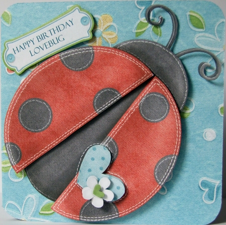 Lovebug 3D Decoupage Rounded Corner Card Kit Birthday, Anniversary, Valentine, Ladybird by Helen Sunter
