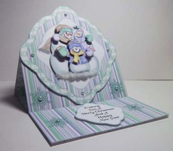Snow Family Christmas Easel Card by Helen Plant