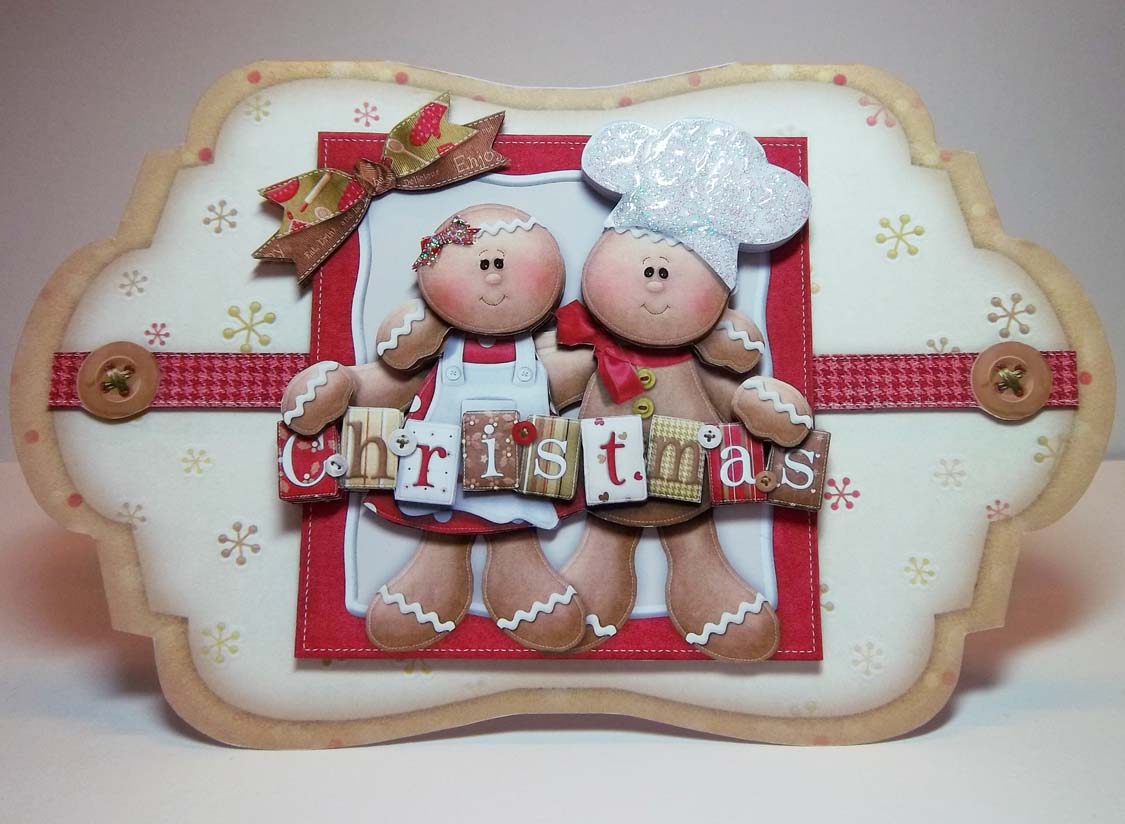 Gingerbread Christmas Shaped Card Front by Helen Plant
