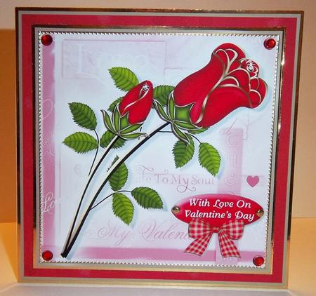 Valentine Roses Card Front & Decoupage by Helen Plant