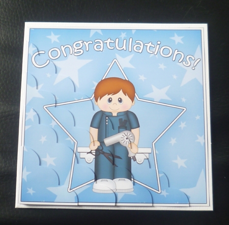 Hairdresser Congratulations Scallop Corner Side Stacker by Charlie Angel
