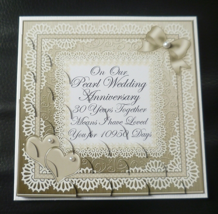 On Our Pearl Wedding Anniversary Scallop Corner side stacker by Charlie Angel