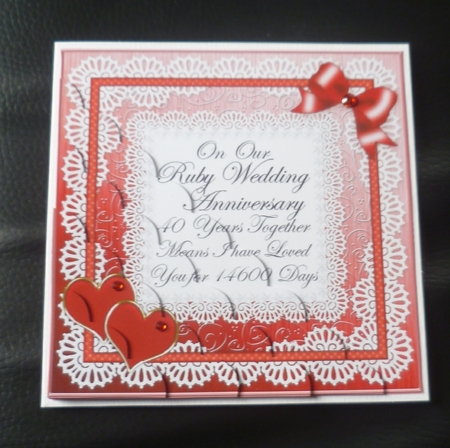 On Our Ruby Wedding Anniversary Scallop Corner side stacker by Charlie Angel