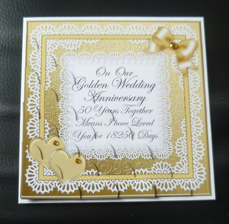 On Our Golden Wedding Anniversary Scallop Corner side stacker by Charlie Angel
