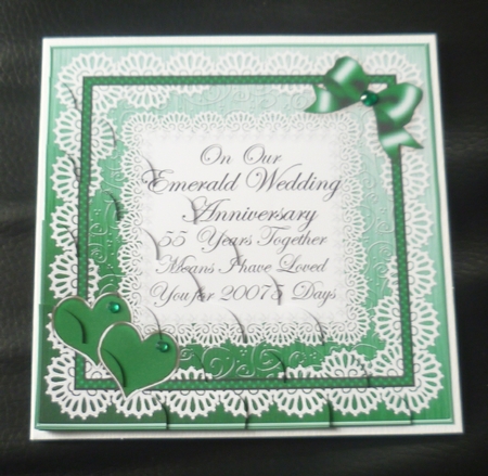 On Our Emerald Wedding Anniversary Scallop Corner side stacker by Charlie Angel
