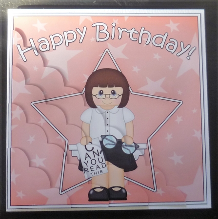 Optician Birthday Scallop Corner Side Stacker by Charlie Angel