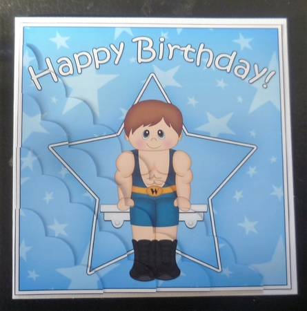 Little Wrestler Birthday Scallop Corner Side Stacker by Charlie Angel