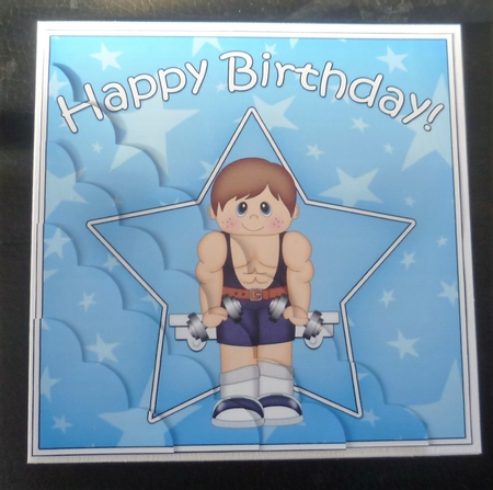 Little Weightlifter Birthday Scallop Corner Side Stacker by Charlie Angel