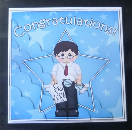 Optician Congratulations Scallop Corner Side Stacker by Charlie Angel
