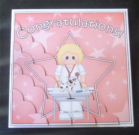 Vet Congratulations Scallop Corner Side Stacker by Charlie Angel
