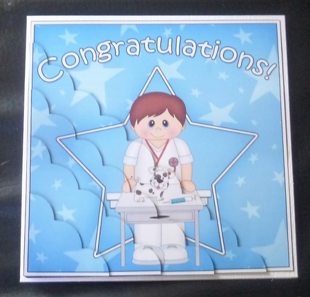 Vet Congratulations Scallop Corner Side Stacker by Charlie Angel