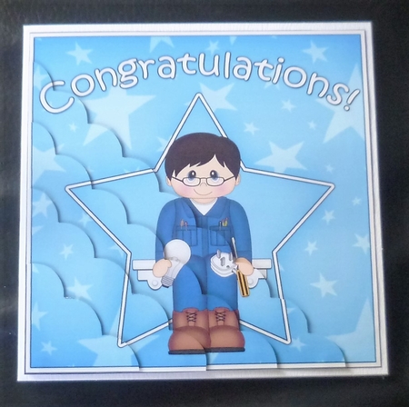 Electrician Congratulations Scallop Corner Side Stacker by Charlie Angel