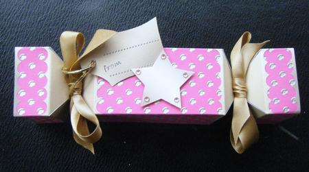 Gold Polka Dots Cracker Shaped Treat or Favour Box by Charlie Angel