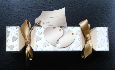 Gold Hearts Cracker Shaped Treat or Favour Box by Charlie Angel