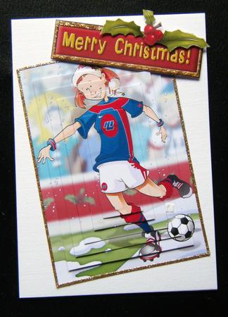 Christmas Football Girl Blue and White Pyramid. by Charlie Angel