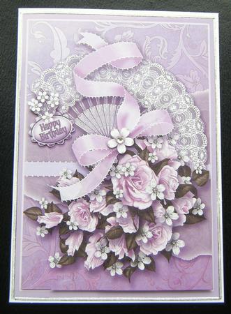 Lilac Roses on a Lace Fan Corner Stacker by Charlie Angel