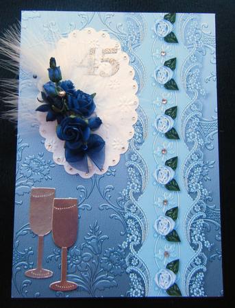 Teal Floral Spray Embossed with Floral Border by Charlie Angel