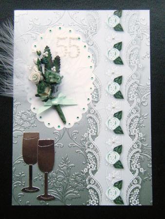 Green Floral Spray Embossed with Floral Border by Charlie Angel