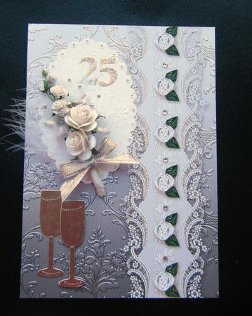 Silver Floral Spray Embossed with Floral Border by Charlie Angel