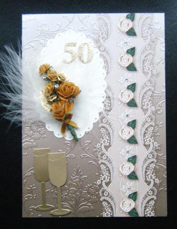 Gold Floral Spray Embossed with Floral Border by Charlie Angel