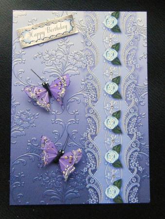 Purple Floral Spray Embossed with Floral Border by Charlie Angel