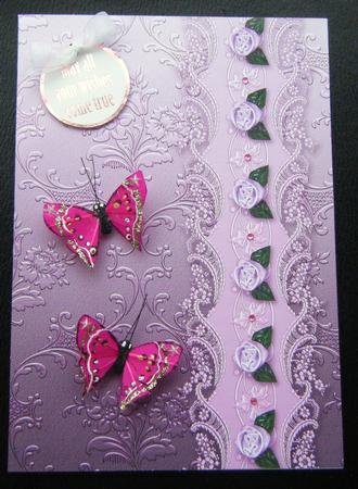 Pink Floral Spray Embossed with Floral Border by Charlie Angel