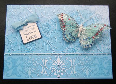 Pale Aqua Embossed Floral with Border Background by Charlie Angel
