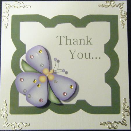 Thank You Green Square Border Card 14 by Charlie Angel