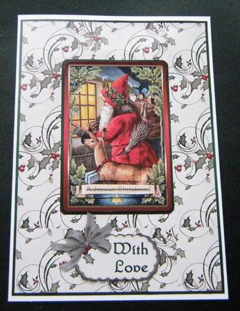 Vintage Santa Comes to Call Pyramid Card Front by Charlie Angel