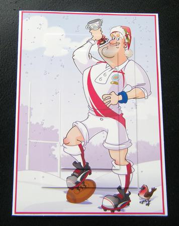 Chrstmas Rugby Dude England A4. by Charlie Angel